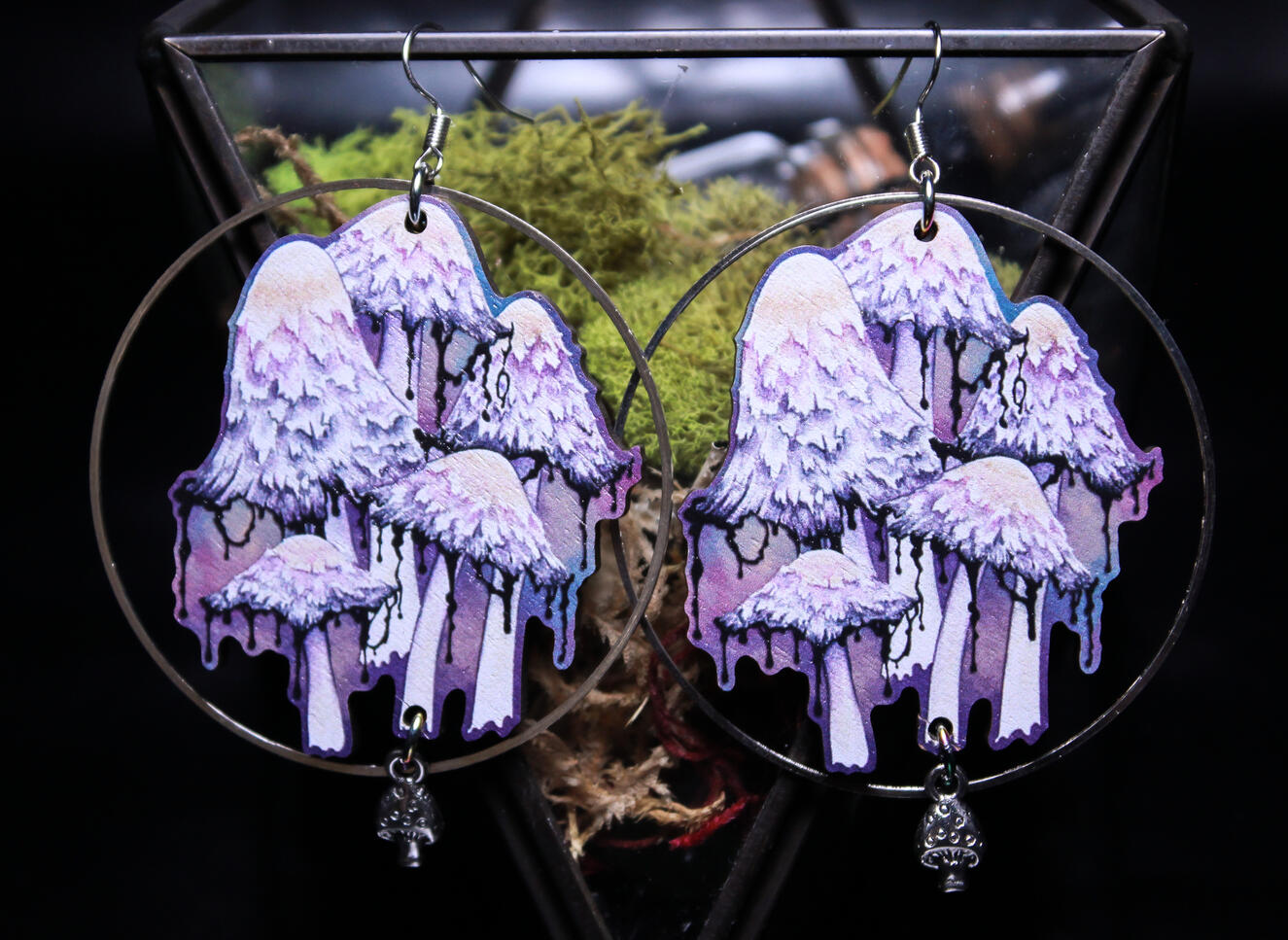 Inky Cap Mushroom Earrings