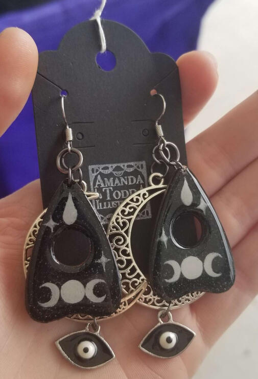 Planchette Earrings - Hand Painted